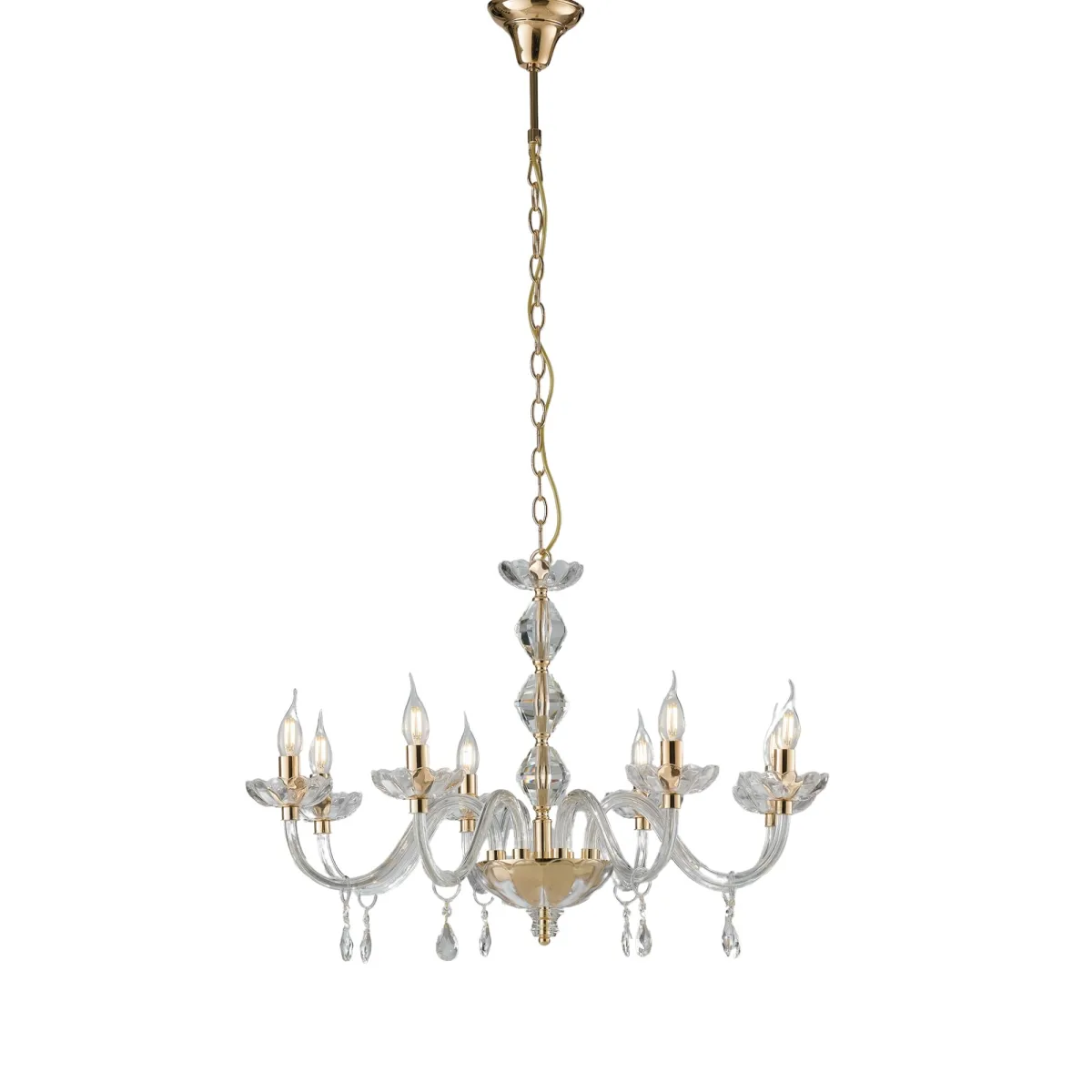 Kristalllüster in Chrom oder Gold, 8xE14 | Mondialshop