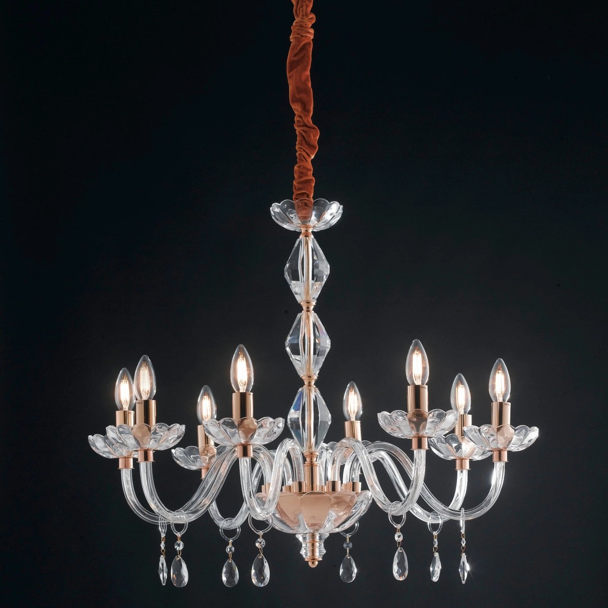 Lampadario in Cristallo Cromo o Oro 8xE14 | Mondialshop