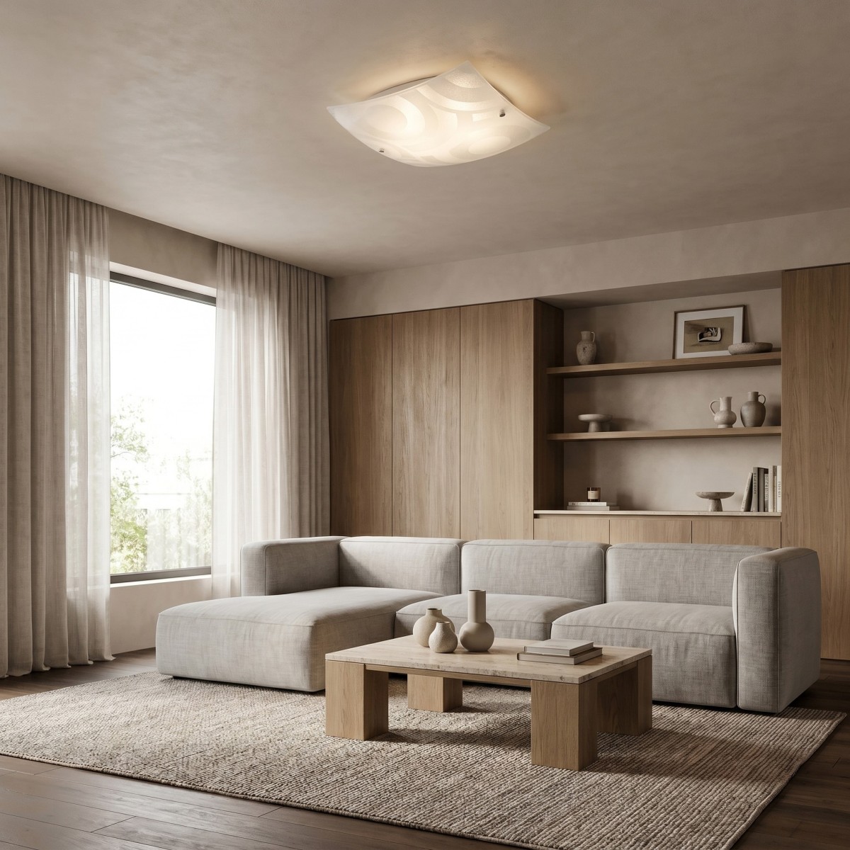 Plafoniera Quadrata Vetro Graniglia E27 | Mondialshop