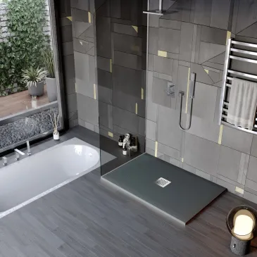 copie de Receveur de douche en résine minérale effet pierre avec trou central