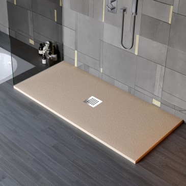 copie de Receveur de douche en résine minérale effet pierre avec trou central