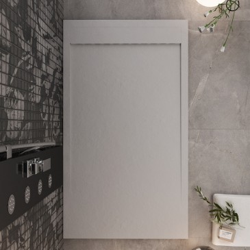 Piatto doccia in resina grigio chiaro scarico laterale PRESTIGE