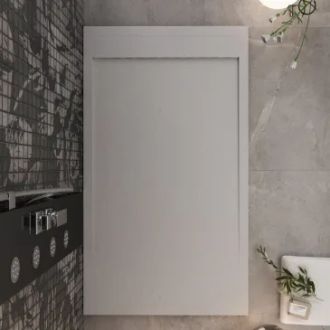 Piatto doccia in resina grigio chiaro scarico laterale PRESTIGE