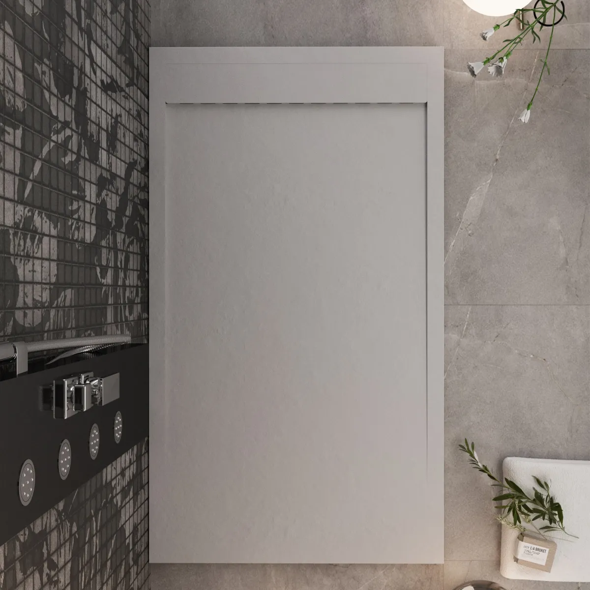 Receveur de douche PRESTIGE en résine gris clair avec...