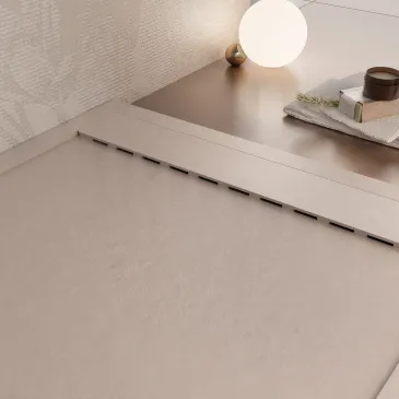 Receveur de douche PRESTIGE en résine sable avec bonde latérale