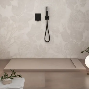 Receveur de douche PRESTIGE en résine sable avec bonde latérale
