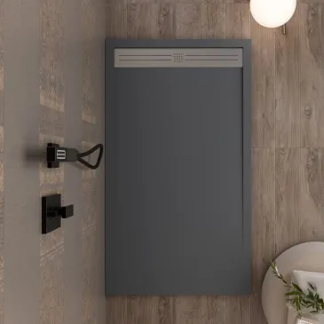 Piatto doccia in resina grigio scuro scarico laterale RELAX