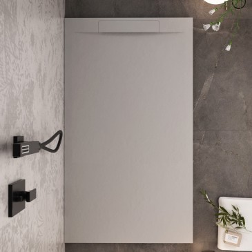 Hellgraue Duschwanne mit Steineffekt-Design | Vincent