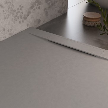 Hellgraue Duschwanne mit Steineffekt-Design | Vincent
