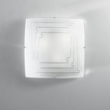 plafoniera moderna quadrata effetto brillantinato, declinata in tre taglie per un comfort visivo superiore.