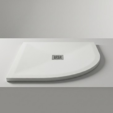 copie de Receveur de douche semi-circulaire en résine de marbre blanc effet pierre