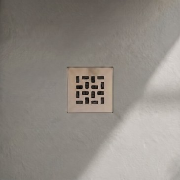 Hellgraue Duschwanne aus Kunstharz mit seitlichem Loch PLUS