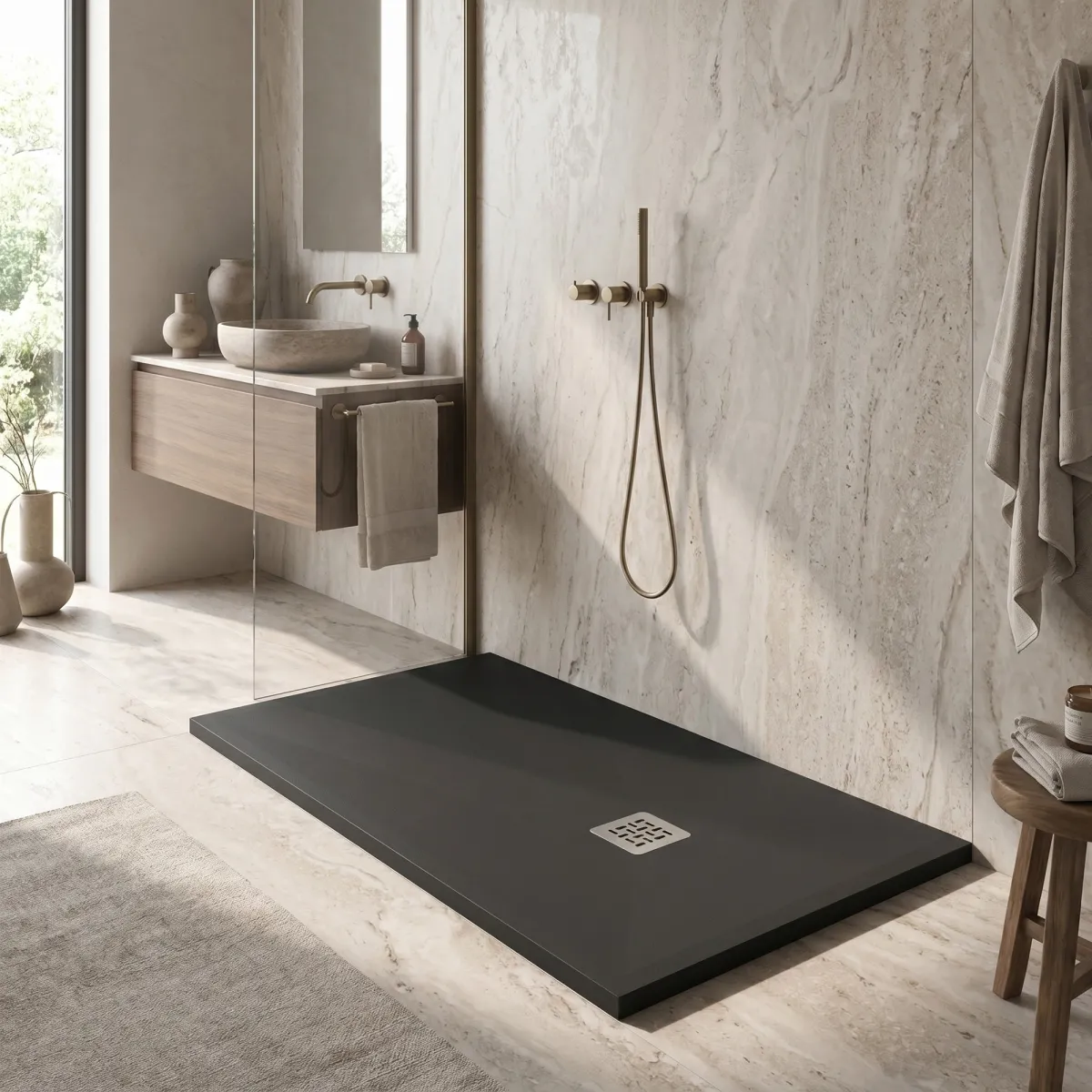 Piatto Doccia KRONOS PRO 3cm Marmoresina Nero