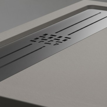 Receveur de douche en résine Gris Clair, trou latéral GRID