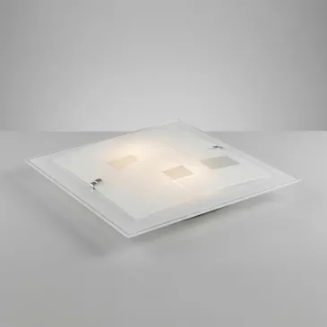 Plafoniera per interno Moderna classica Quadrata Vetro bianco con Trama a quadri 2XE27