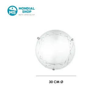 Plafonnier rond en verre à décor géométrique | Mondialshop