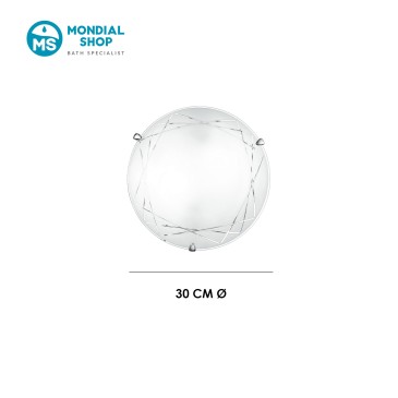 Plafonnier rond en verre à décor géométrique | Mondialshop