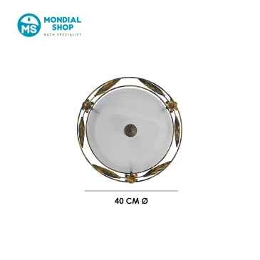 Plafonnier classique en métal vieilli et verre | Mondialshop