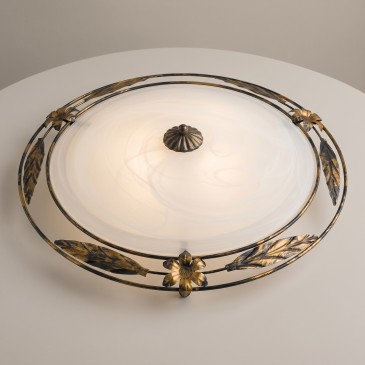 Klassische Deckenleuchte aus antikisiertem Metall und Glas | Mondialshop
