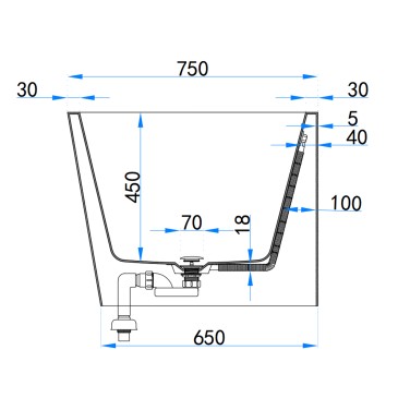 160x75 Weiße Eckbadewanne rechts | Mondialshop