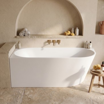 Eckbadewanne 160x75 cm, mattweißer Ablauf | Mondialshop