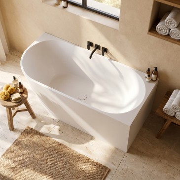 160x75 Weiße Eckbadewanne rechts | Mondialshop