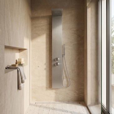 Colonne d'hydromassage thermostatique en acier inoxydable brossé diamant