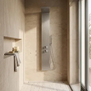 Thermostatische Hydromassagesäule aus gebürstetem Edelstahl | Diamant