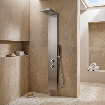 Thermostatische Hydromassagesäule aus gebürstetem Edelstahl | Diamant