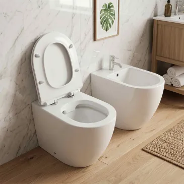 WC suspendu avec bidet et...