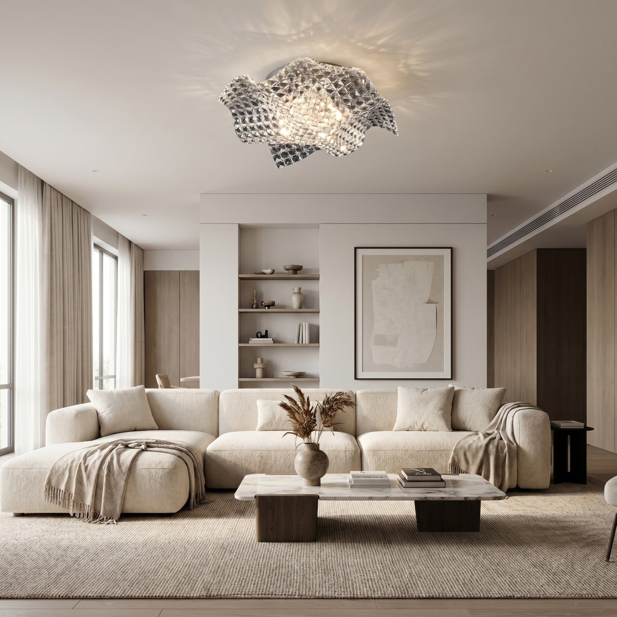 Wellenförmige Deckenleuchte mit 4xG9 K9 Kristallen |...