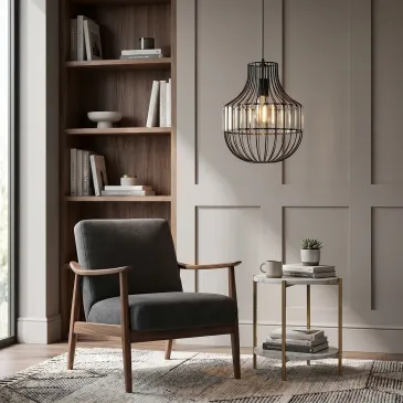 Lustre vintage en métal noir E27 | Mondialshop