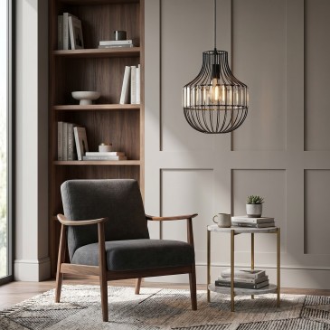 Vintage Kronleuchter aus schwarzem Metall mit E27-Fassung | Mondialshop