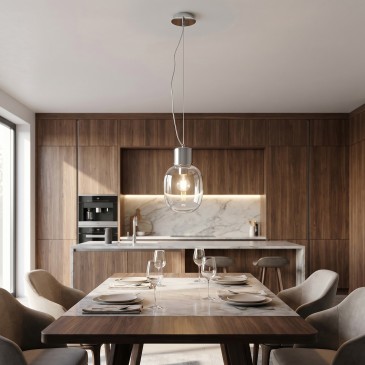 Lampadario Moderno Cromo...