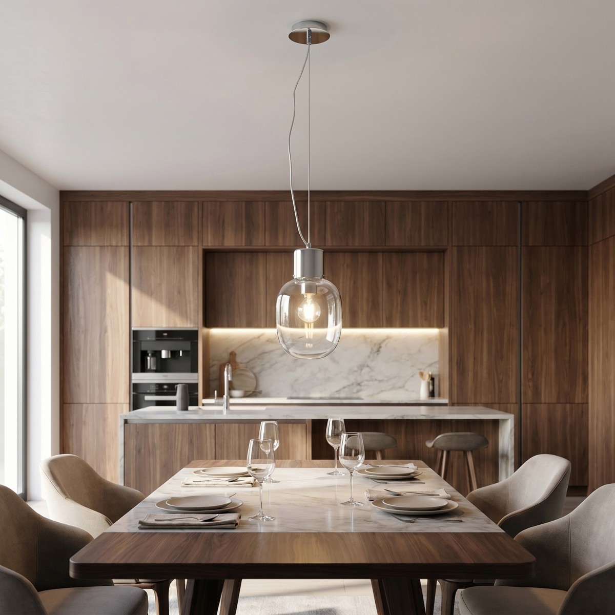 Lustre en chrome poli, Ø 18 cm | Mondialshop