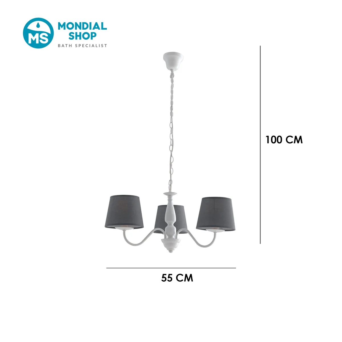 Kronleuchter mit grauen Stofflampenschirmen | Mondialshop