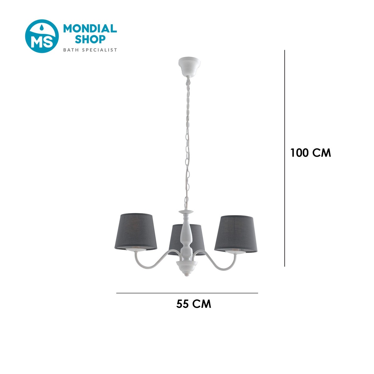 Lustre avec abat-jour en tissu gris | Mondialshop