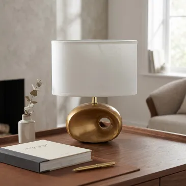 Goldene und weiße E14-Nachttischlampe | Mondialshop