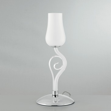 Lampe de table à motif floral blanc | Mondialshop