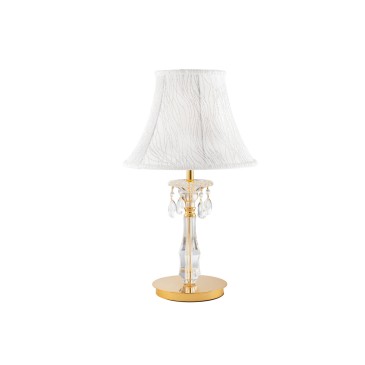 I-MONET/L - Lume Classico Oro Gocce Cristalli K9 paralume Tessuto Decorato Lampada da Tavolo E14