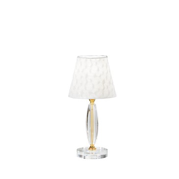Lampe de table classique en cristal et tissu | Mondialshop