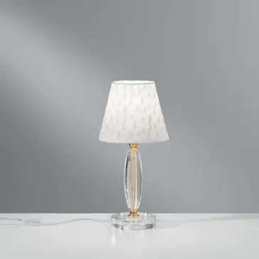 Lampe de table classique en cristal et tissu | Mondialshop