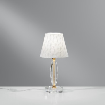 Lumetto da Tavolo Classico in Cristallo e Tessuto | Mondialshop
