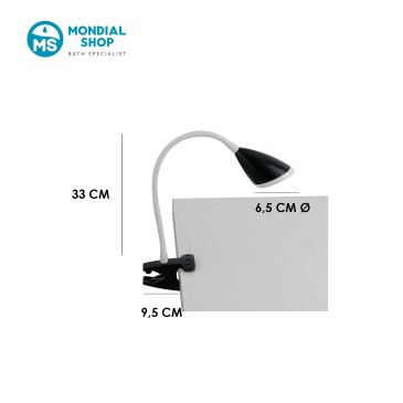 scheda tecnica lampada da tavolo con pratica pinza HEGEL nera