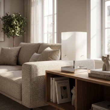 Lampe de chevet en verre blanc E27 | Mondialshop