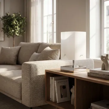 Nachttischlampe aus weißem Glas, E27 | Mondialshop