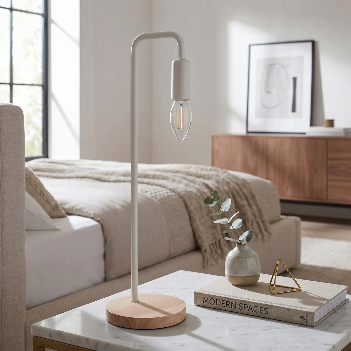 Lampe de table E14 en bois et métal | Mondialshop