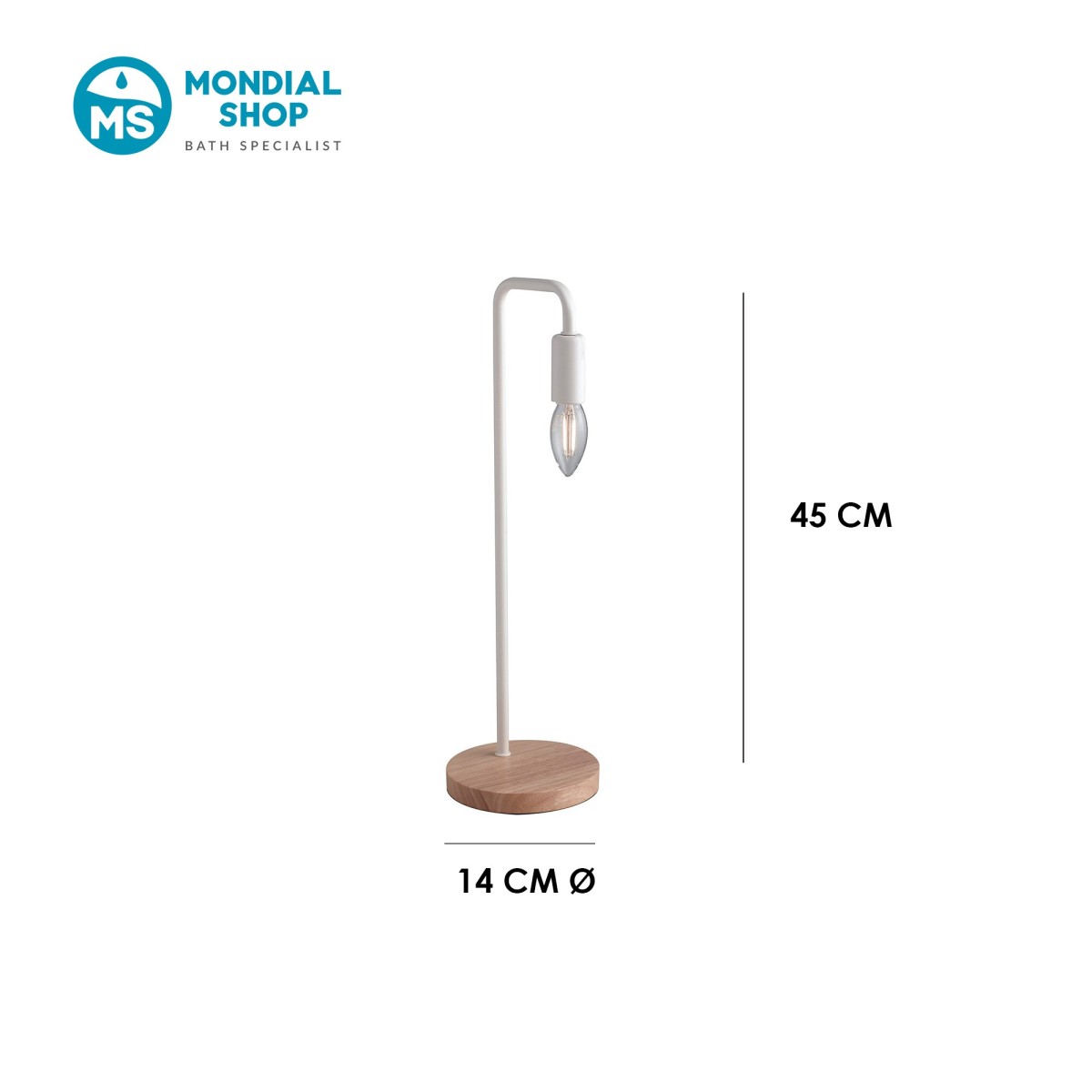 Lampe de table E14 en bois et métal | Mondialshop