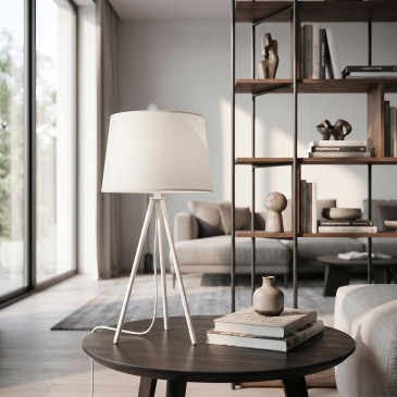 Lampada da Tavolo a treppiede con paralume in tessuto Disponibile in 3 varianti E27