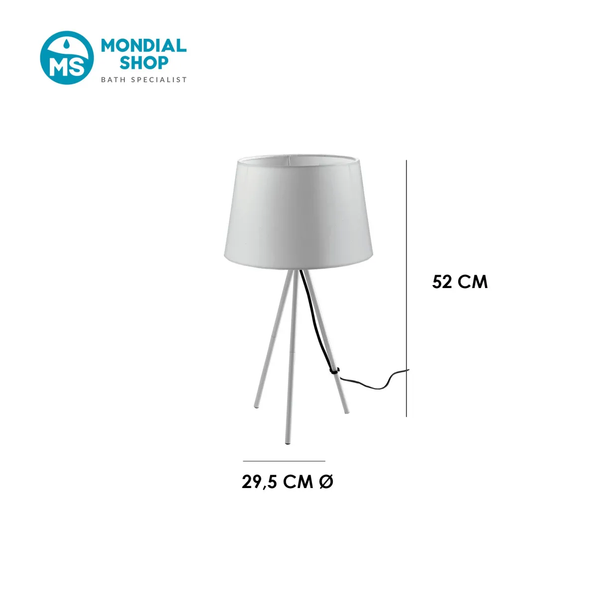 Lampe de table trépied E27 | Mondialshop